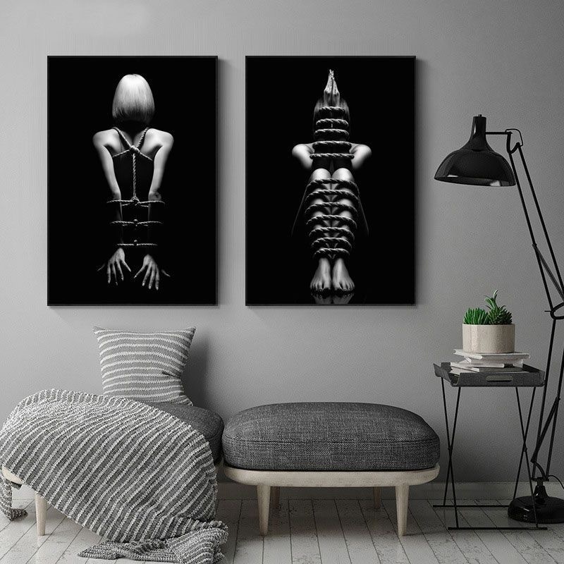 Custom black White Sexy Woman Nude Body Art Canvas Paintings Nordic Poster Wall Art Prints Picture for Bedroom Home Decor