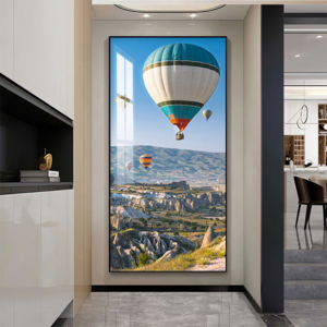 Custom Painting Modern Home Decor Diamond Landscape Crystal Porcelain Hot Air Balloon Wall Art for living home decor