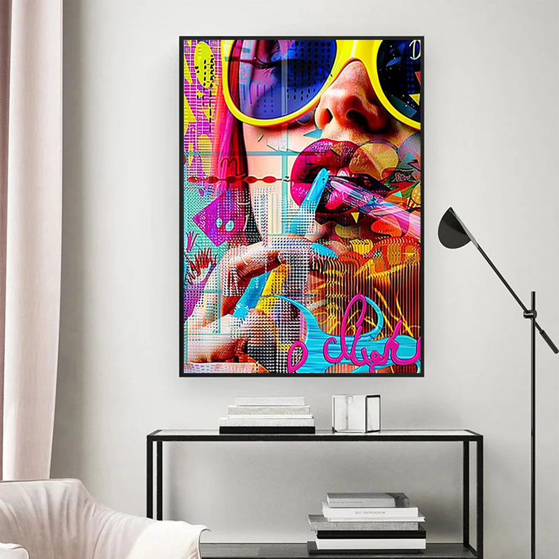 Graffiti Abstract Cool Girl Wall Art Poster Modern Pop art Woman Canvas Painting Living Room Bedroom Home Decor Mural Picture