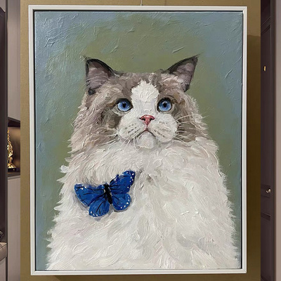 Custom Pet Art hand Painted animal Cat canvas Oil Painting modern wall art decor painting