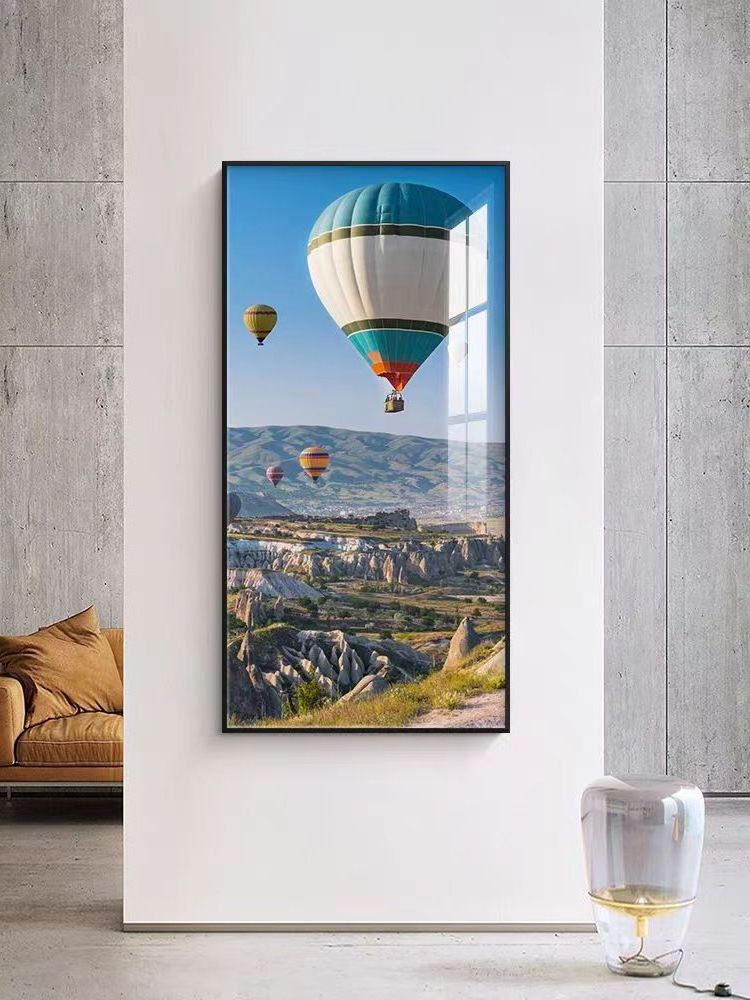 Custom Painting Modern Home Decor Diamond Landscape Crystal Porcelain Hot Air Balloon Wall Art for living home decor