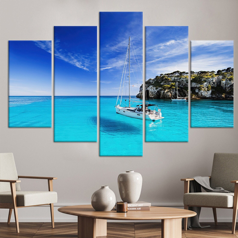 Abstract beach Landscape Art wall painting - 5 Pieces Canvas Wall Art Floral Picture canvas painting art print decor painting