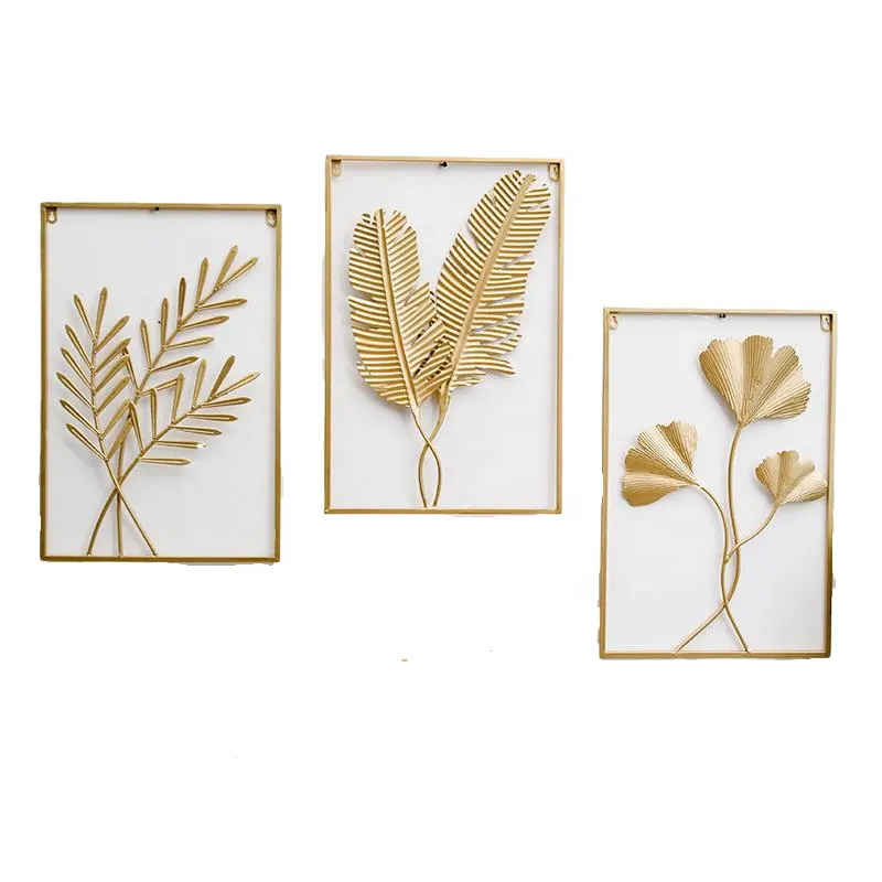 Wholesale Modern Metal Leaf Wall Decoration Hanging Arts Crafts Wall Decor Gold Europe Zhejiang Decorative Rectangle Flower Home