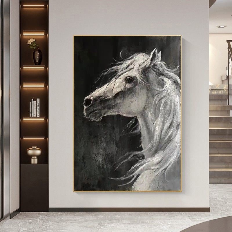 Custom handmade Abstract Horse textured canvas Oil Paintings Large Size Animals Wall Art decor painting for Living Room Decor