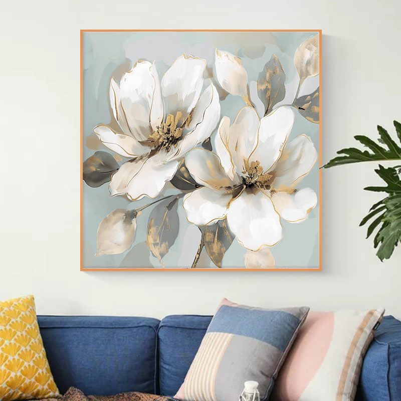 Custom Handmade classical flower oil painting on canvas modern canvas art white flower painting for home wall decoration