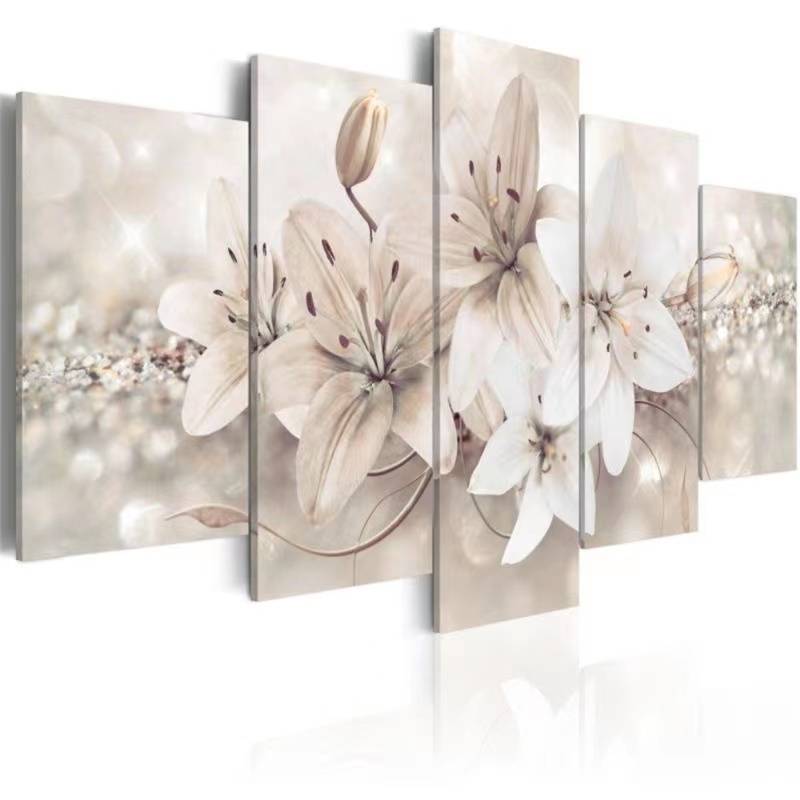 Canvas Printing Custom Flower Pop Print Oil Pictures Abstract Living Room 5 Piece Paintings Decorative Picture Painting Wall Art