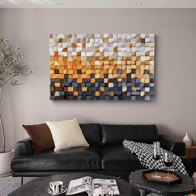 Custom modern abstract artwork wood wall art 3d relief painting handmade wall painting for hotel living room decoration