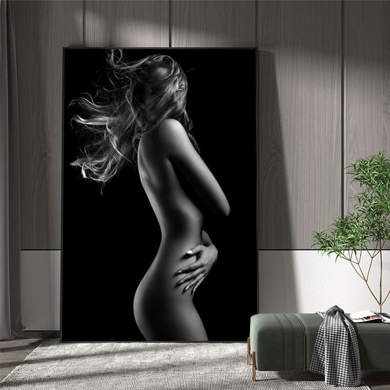 Custom black White Sexy Woman Nude Body Art Canvas Paintings Nordic Poster Wall Art Prints Picture for Bedroom Home Decor