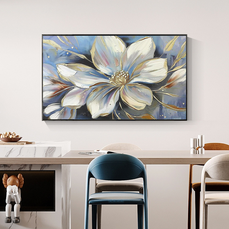 Custom Classic Handmade Gold Foil abstract flower Oil Paintings on canvas hand painted textured wall art painting for home decor