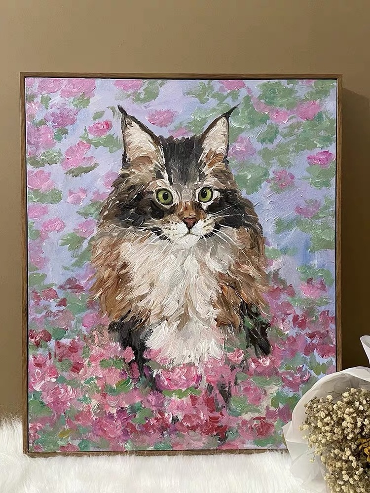 Custom Pet Art hand Painted animal Cat canvas Oil Painting modern wall art decor painting