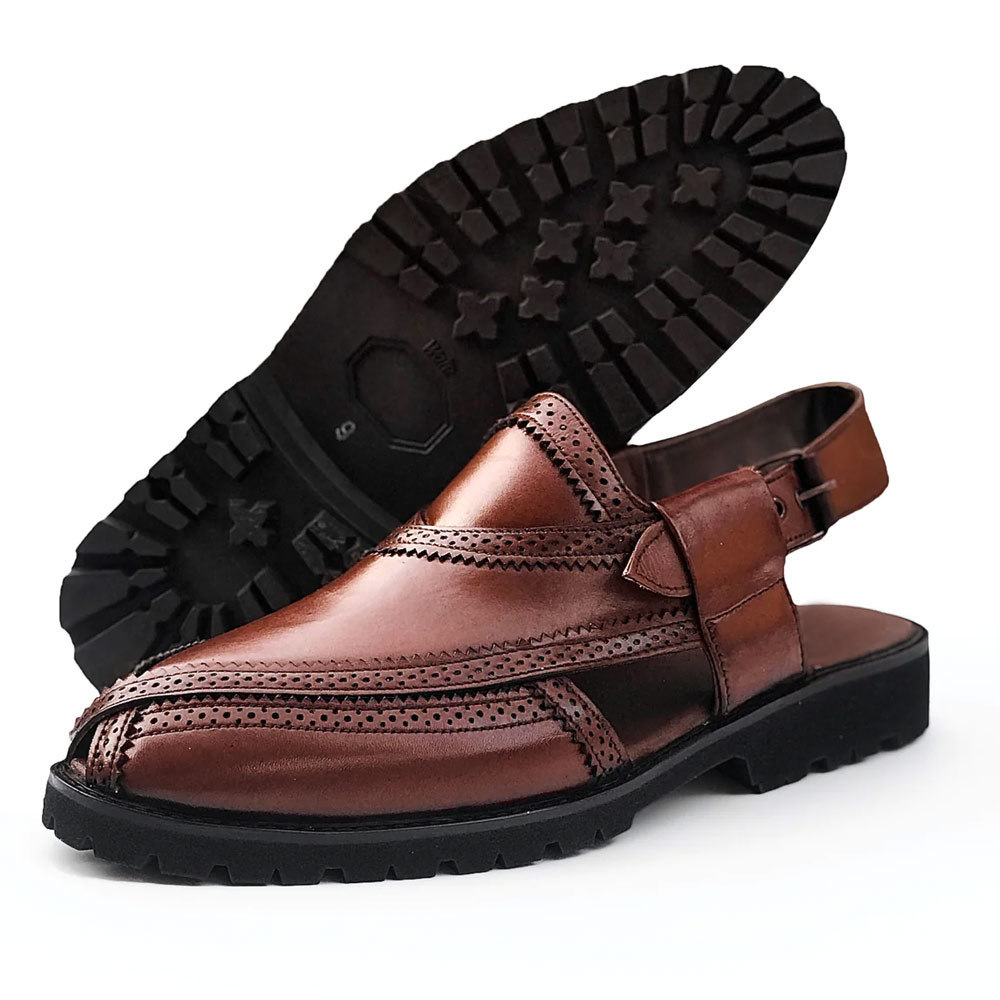 Custom Logo Designer Anti-slip Men Peshawari Chappal Popular Style New Arrival Pu Arabic Men's Sandals