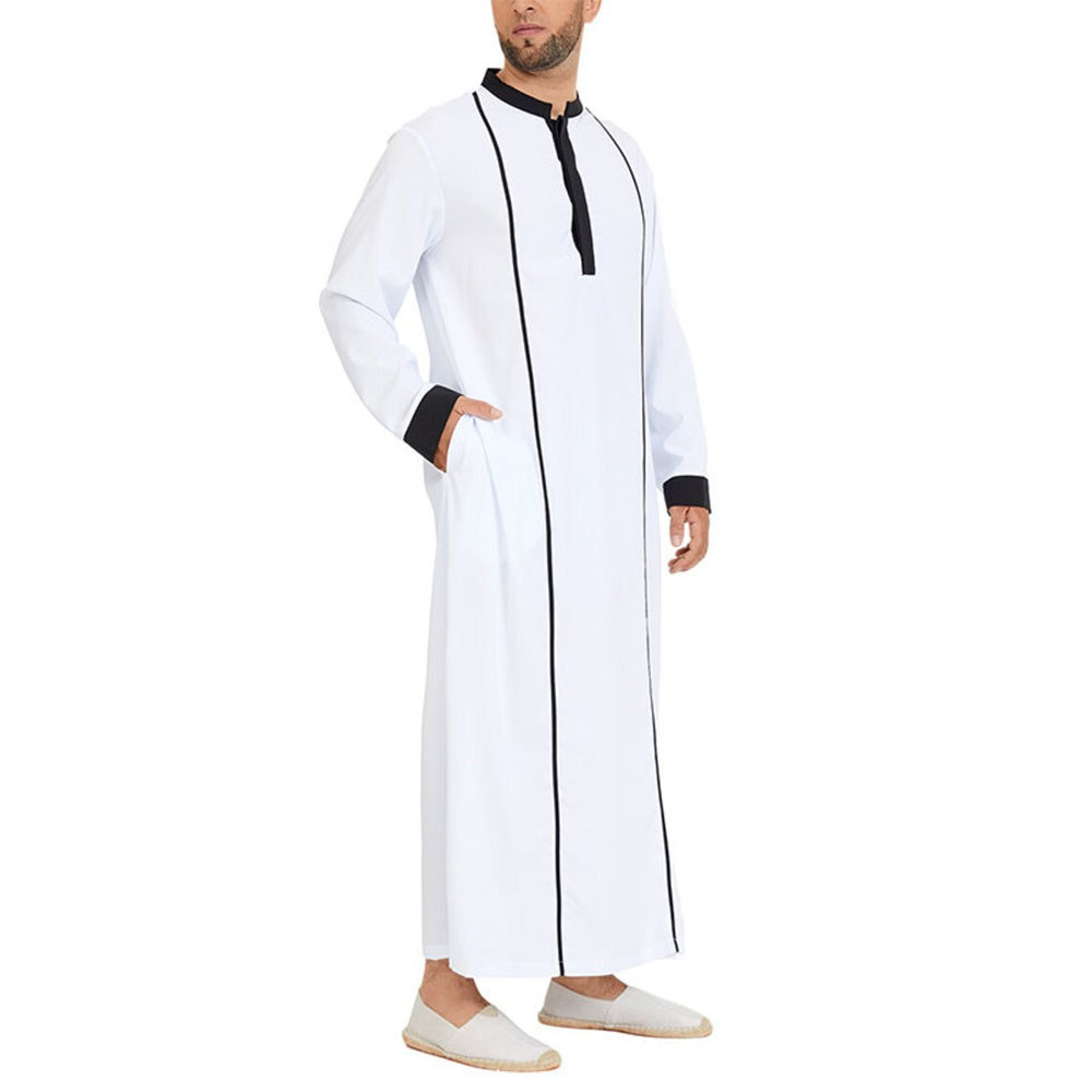 Traditional Islamic Muslim Men's Thobes Jubbah 2023 New Plain Design High Quality Long Sleeve Men Jubba