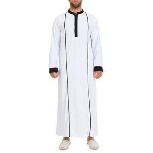 Traditional Islamic Muslim Men's Thobes Jubbah 2023 New Plain Design High Quality Long Sleeve Men Jubba