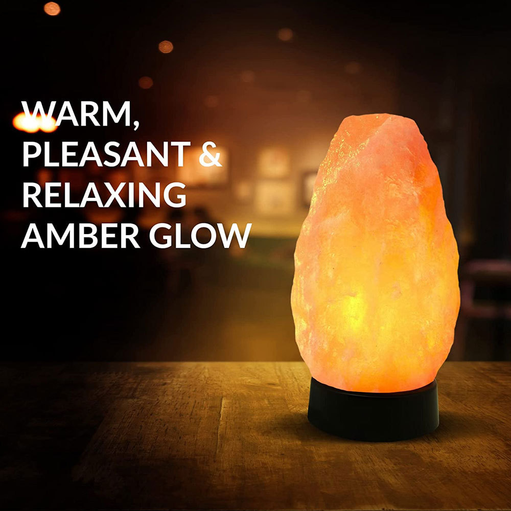 Himalayan Salt Lamp Hand-Carved Iron Night Lamp Natural Salt Stone Crystal Lamp