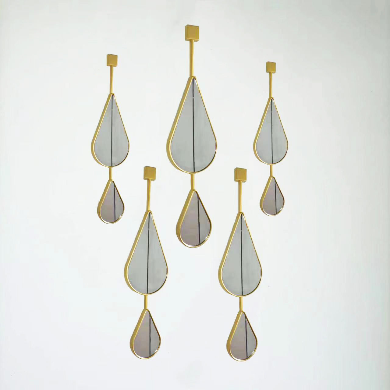 Teardrop Gold Luxury  Wall Mirror Modern Living Room Home Decor Teardrop Shape Wall Mirror Set