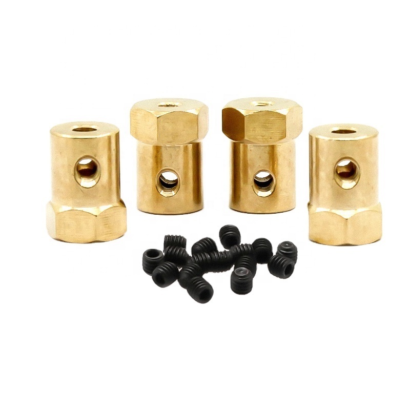 Brass coupling coupler for connecting cup tuner motor shaft and hex wheel tires, DC motors, robots