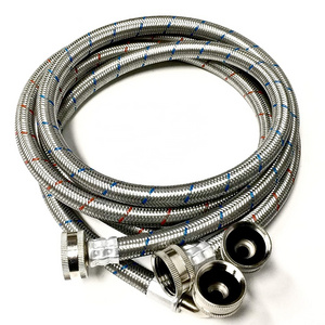 Stainless Steel Washing Machine Inlet Hoses  6FT Hot and Cold Water Braided Hoses