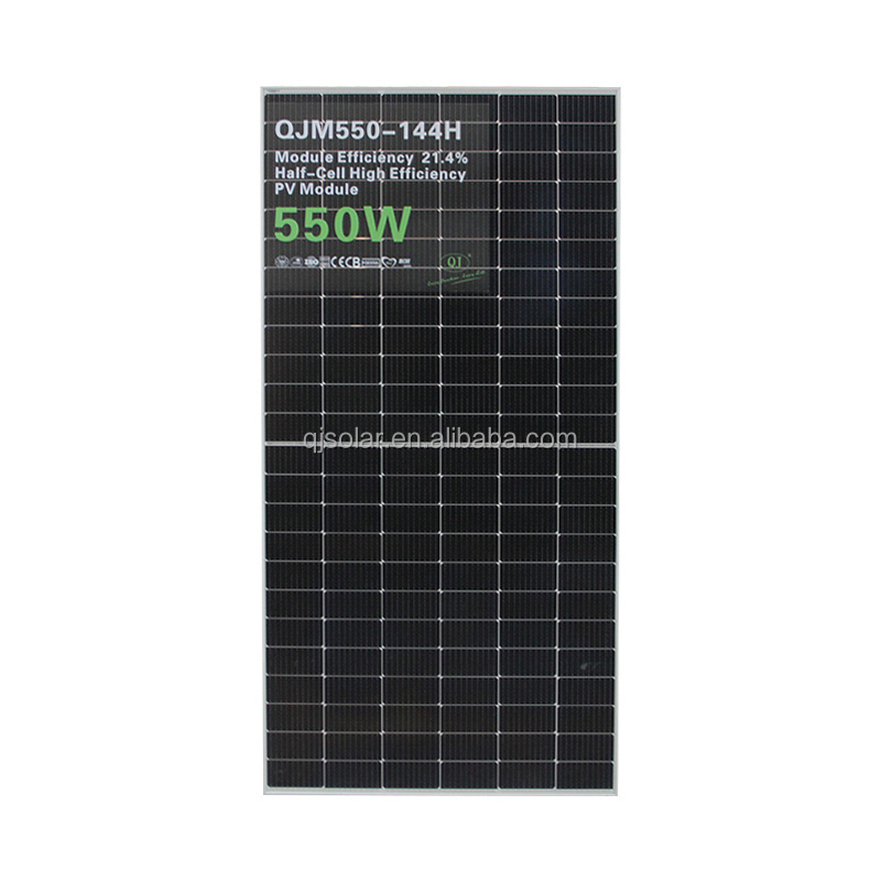 QJPV 550W Monocrystalline Solar PV Module 182mm 144 Cells 525W 550W Watt Half Cut perc Mono Bifacial Double-glass Solar Panels