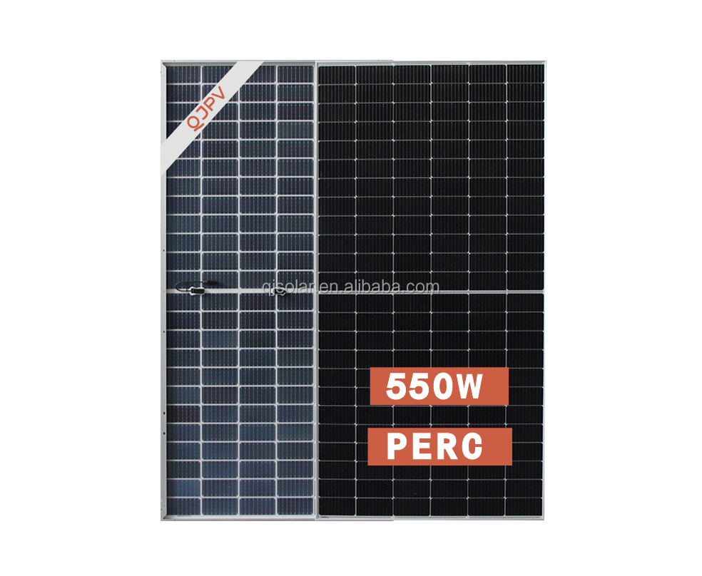 QJPV 550W Monocrystalline Solar PV Module 182mm 144 Cells 525W 550W Watt Half Cut perc Mono Bifacial Double-glass Solar Panels