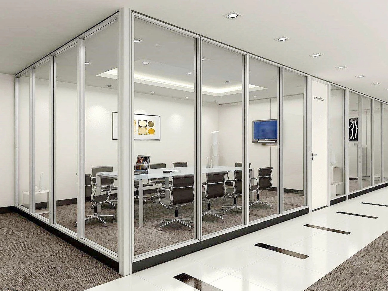 Aluminum Office Partition Profile Soundproof Room Divider Glass Partition