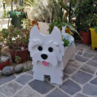 Western Highland White Dog Cute Plant Container Pvc Flower Pots Animal Planter Dog-planter For