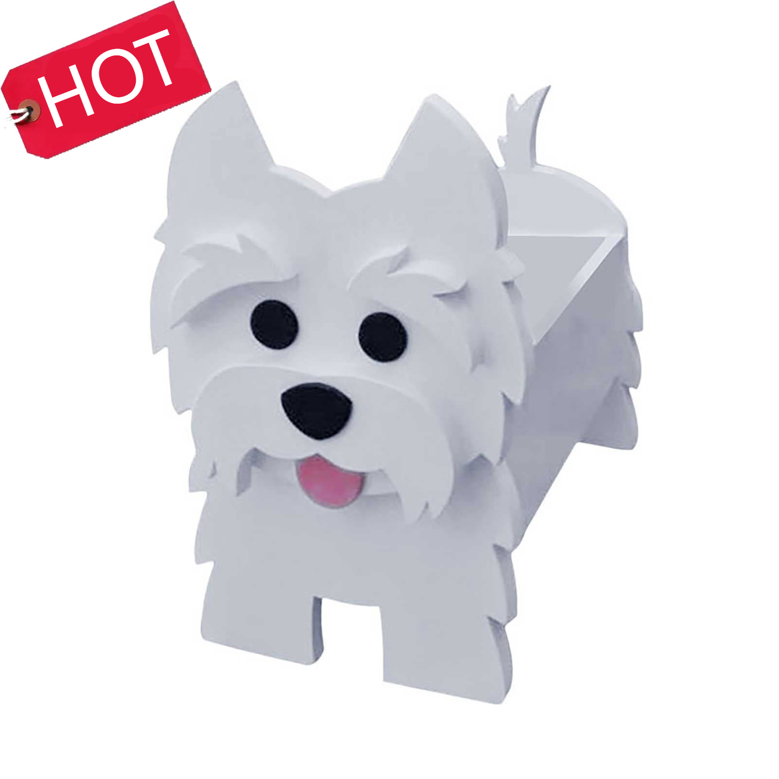 Western Highland White Dog Cute Plant Container Pvc Flower Pots Animal Planter Dog-planter For