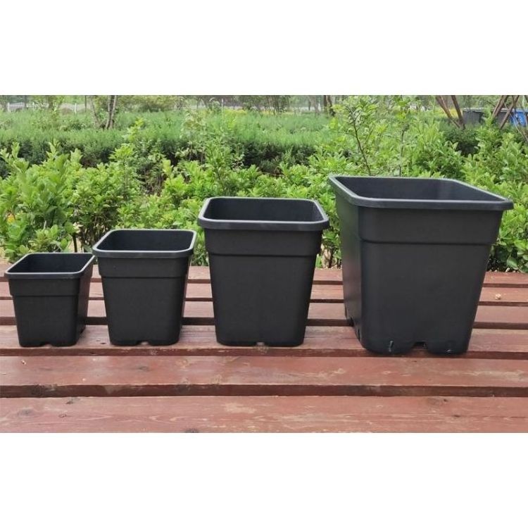 factory plastic flower pot Wholesale PP Black 1 2 3 5 7 10 Gallon Square Plastic Nursery Seedling Flower Pots