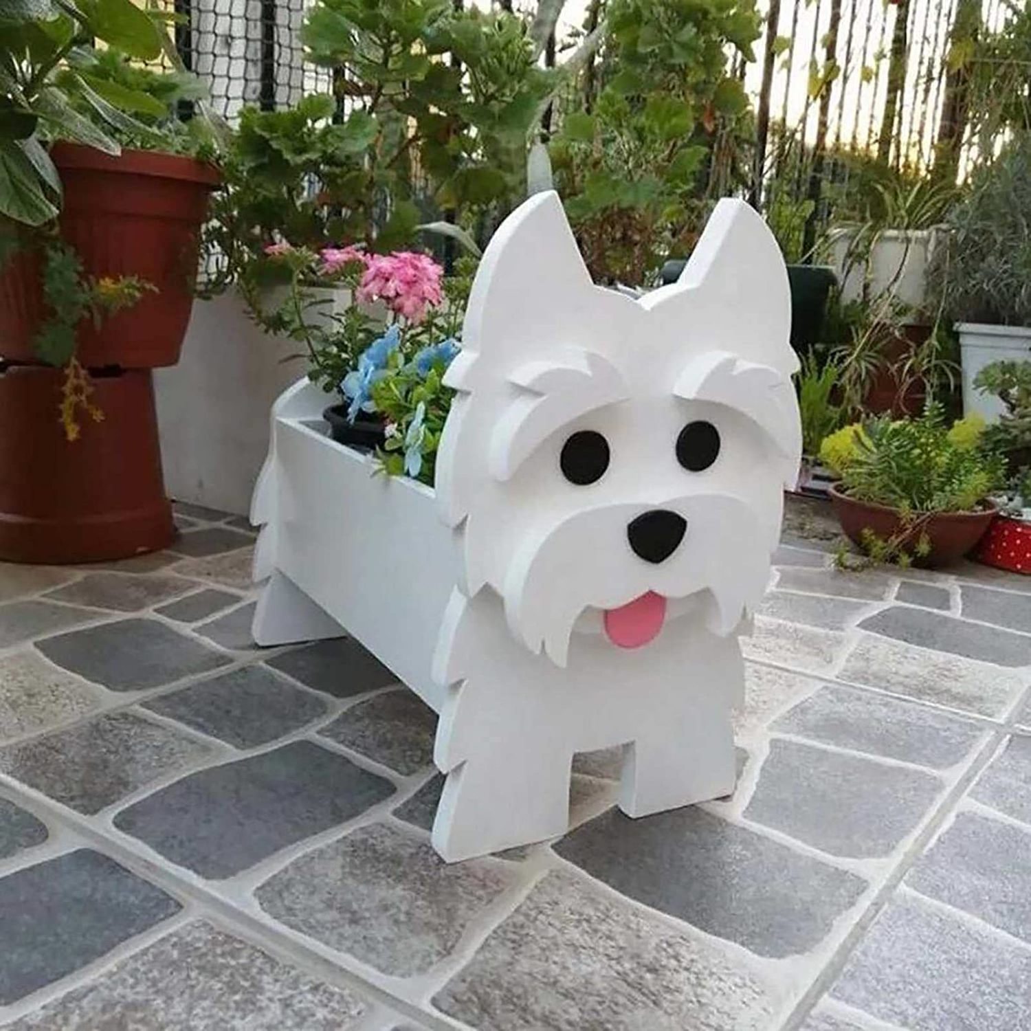 Western Highland White Dog Cute Plant Container Pvc Flower Pots Animal Planter Dog-planter For