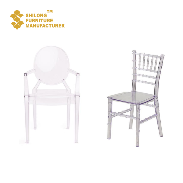 SL-YHY-J001 Modern Furniture Polycarbonate Dining Chair Crystal Transparent Plastic Clear Acrylic Ghost Chair with Arms