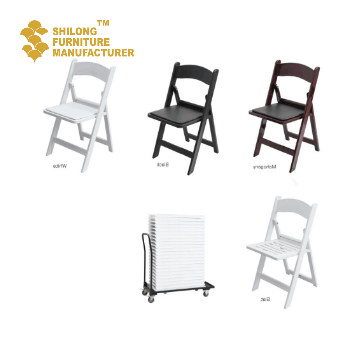 SL-ZDY-A008 High-Grade Waterproof White Folding Chair for Outdoor Party Banquet Kid-Safe Resin