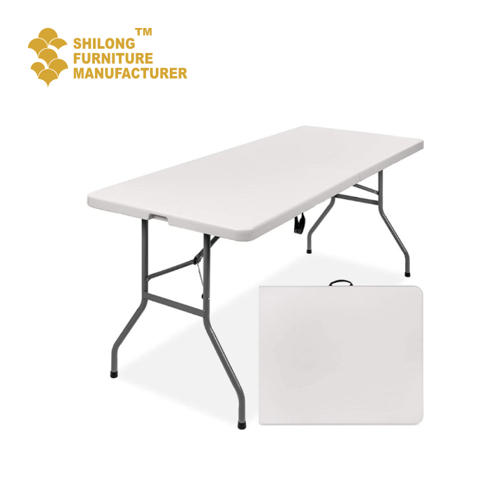 Folding Outdoor Table HDPE Plastic SL-ZDZ-E001 Factory Wholesale 4ft/5ft/6ft/8ft Modern Tables and Chairs for Events Kitchen