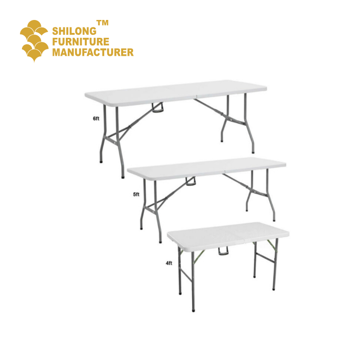 Folding Outdoor Table HDPE Plastic SL-ZDZ-E001 Factory Wholesale 4ft/5ft/6ft/8ft Modern Tables and Chairs for Events Kitchen