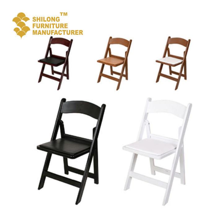 SL-ZDY-A008 High-Grade Waterproof White Folding Chair for Outdoor Party Banquet Kid-Safe Resin