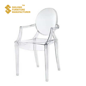 SL-YHY-J001 Modern Furniture Polycarbonate Dining Chair Crystal Transparent Plastic Clear Acrylic Ghost Chair with Arms