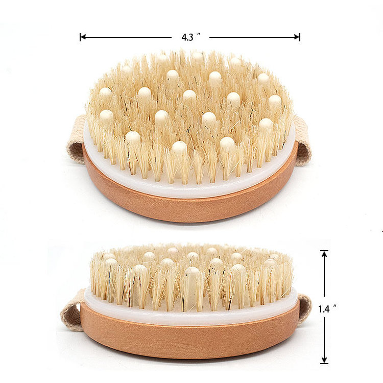 Custom print LOGO  Skin anti Cellulite Natural Bristle  Exfoliating bath brush with Massage Dry Body bath Brush