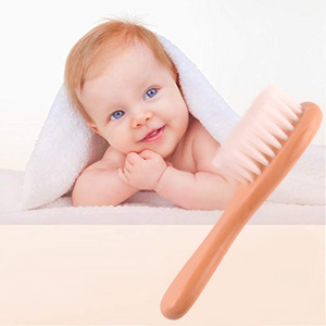 Natural wooden baby soft hair brush nylon boar bristle mini paddle hair brush