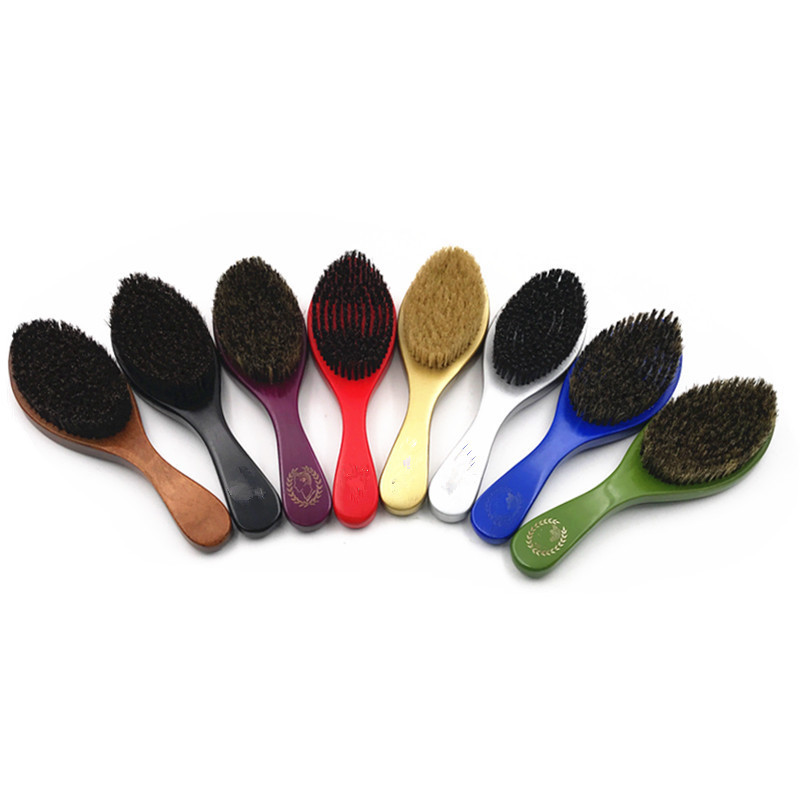 Hot Selling Custom Logo Wooden Curved Wave hair Brush 100% boar bristle  360 Wave Brush For All Type Hairs Wholesale