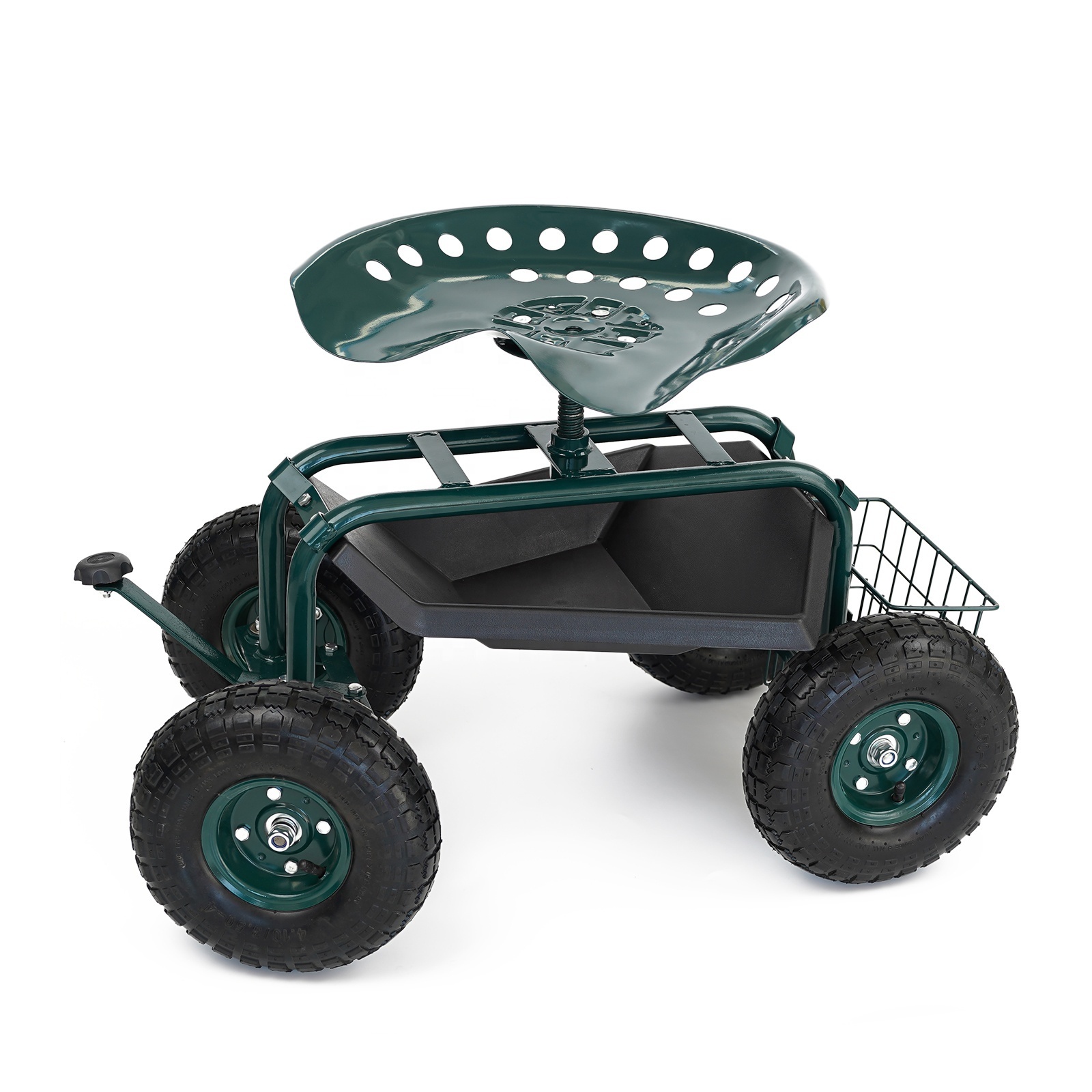 4-Wheel Steel Rolling Garden Cart Work Seat with 360 degree Rotating Easy Swerve and Height Adjustable