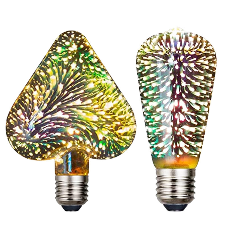 Edison LED bulb creative filament bulb e27 screw 3D colorful fireworks Christmas lights