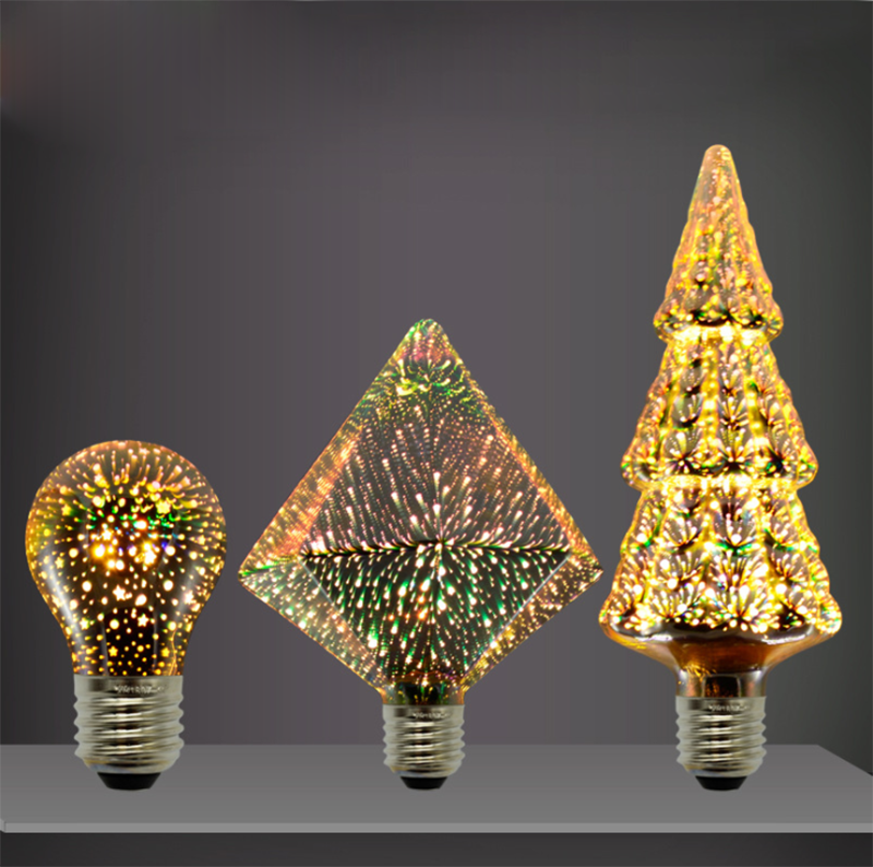 Edison LED bulb creative filament bulb e27 screw 3D colorful fireworks Christmas lights