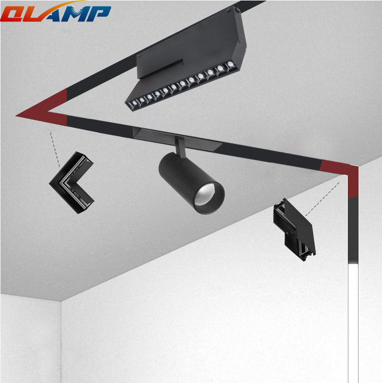 Magnetic Accessories parts Ceiling Corner L Shape Magnetic Lighting Fixture Magnetic  lamp holder aluminum 1m 2meter track rail