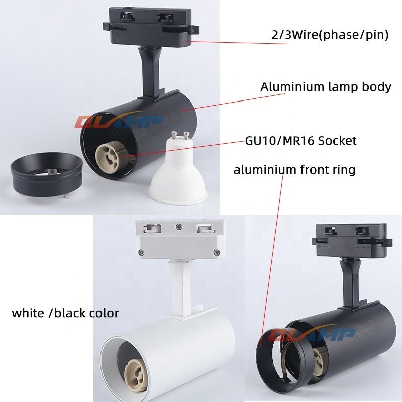 Commercial Holder GU10 Track Light Led Track Light Fixture Housing Spot Tracklight Gu10 Track lamp