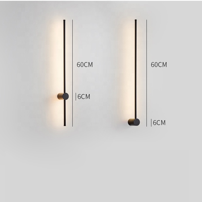 Nordic Modern Indoor Wall Decoration Light Hotel Bedroom beside Wall Lamps 60cm Long Strip Switch Linear Wall Light