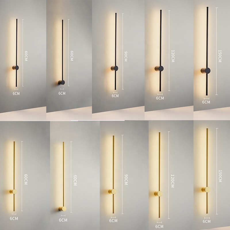 Nordic Modern Indoor Wall Decoration Light Hotel Bedroom beside Wall Lamps 60cm Long Strip Switch Linear Wall Light