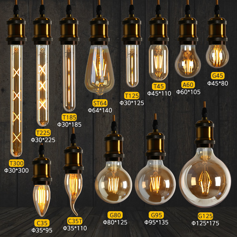 E26 E27 T45 6W Retro Led Dimmable Electric Edison Bulb Chandelier Light Bulb Vintage Filament Bulb