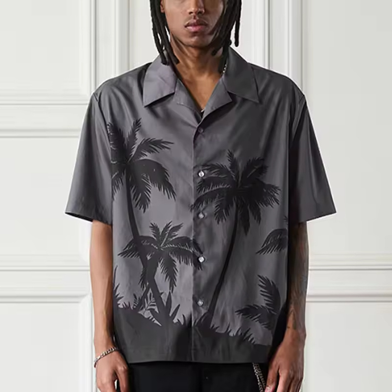 Fast Delivery Resort Spring Summer Shirt For Men Custom Printed Graphic Beach Oversized Short Sleeve Mens Hawaiian Shirt