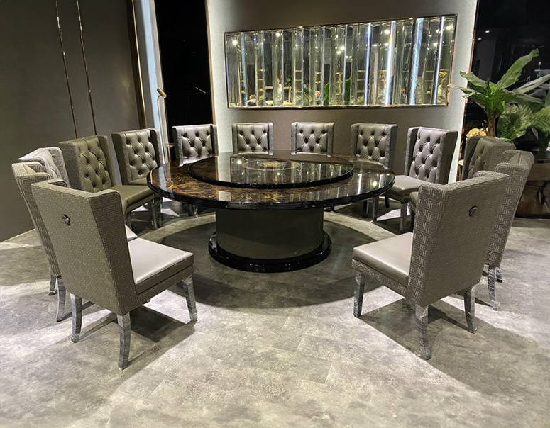 Italian designer luxury custom High End Villa Room 12 14 Seater Black Marble Top Restaurant Dining Table