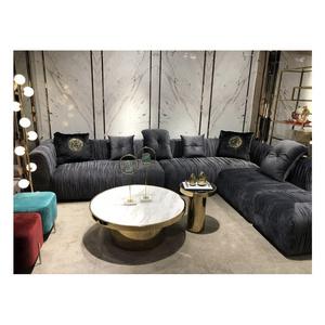 Furniture 3 seater  Royal Big Sofa Nordic Set Luxury Living Room Turkish Black And Gold Sofa Curved Living Room Sofa