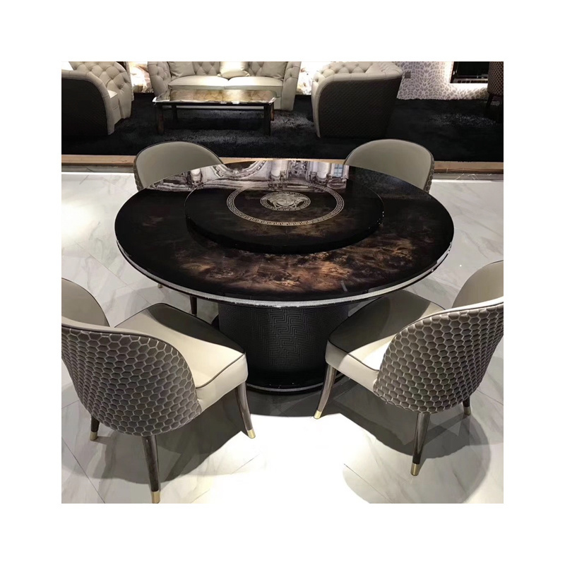 Italian designer luxury custom High End Villa Room 12 14 Seater Black Marble Top Restaurant Dining Table