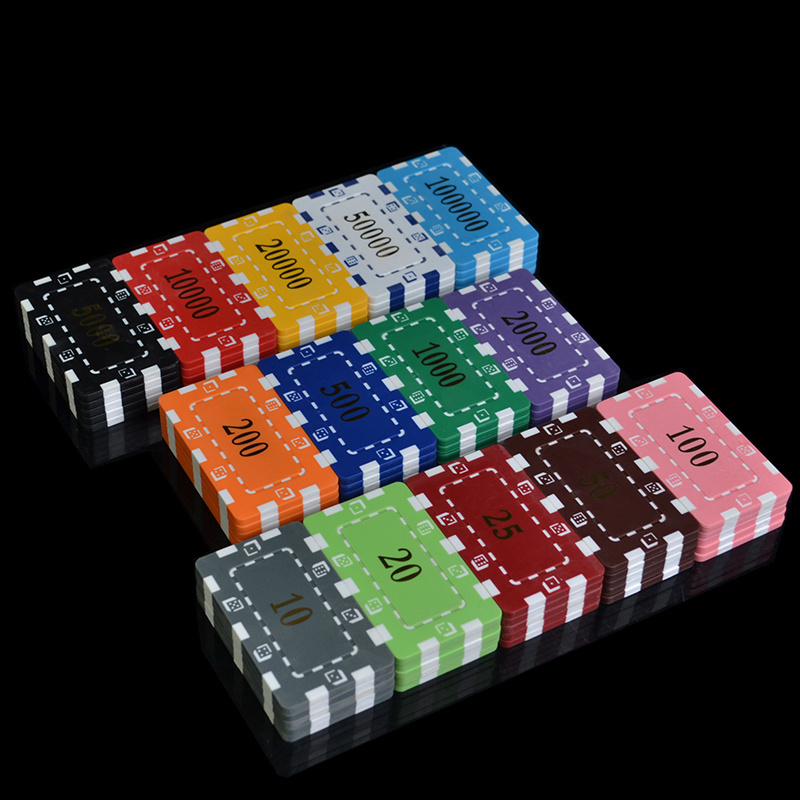 ABS Rectangular Square Chips Dice Point Poker Gambling Texas Hold'em Baccarat Black Jack 21 Points Casino Chipscan be customized